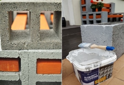 покрасить бетонные блоки.