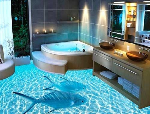 Красивый 3D пол ванной комнате.